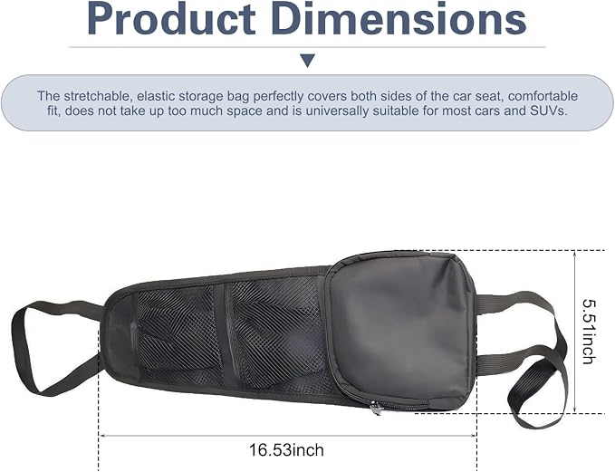 Car Seat Side Organizer, Multi-Pocket Mesh Storage Bag, Seat Organizer for Storing Phones & Daily Essentials, Universal for Most Cars (Black) - Image 2