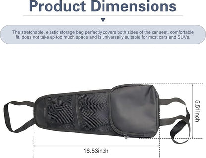 Car Seat Side Organizer, Multi-Pocket Mesh Storage Bag, Seat Organizer for Storing Phones & Daily Essentials, Universal for Most Cars (Black) - Image 2