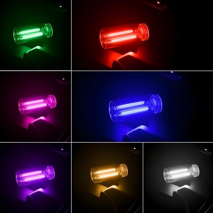 2Pcs Car USB Lights, Plug-in Retro Car Ambient Lighting Kit Dimmable, Red | Touch Adjustment Light, Portable Mini Glass Bottle LED Bulb Nightlights for Car Bedroom Hallway Camping Holiday Decoration - Image 2