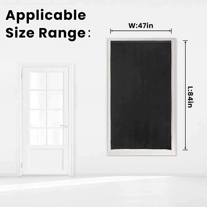 Adhesive Blackout Curtains- Self Stick Curtain No Rod Needed Easy to Hang Curtain, Use for Bedroom, Living Room, Dining Room, Kitchen, 47" W X 84" L, Black, 1 Panel - Image 7