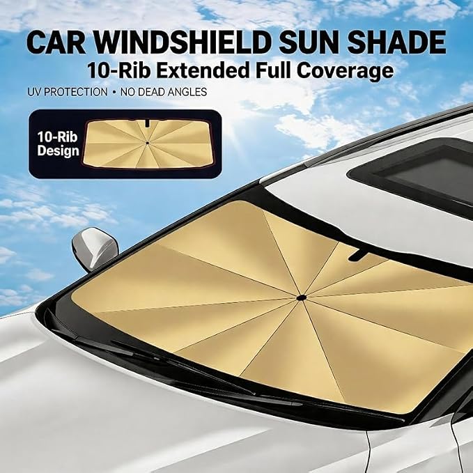 Windshield Sun Shade Umbrella,Car Windshield Umbrella Sun Shade,Fits Various Front Windshields,57"x32" - Image 5