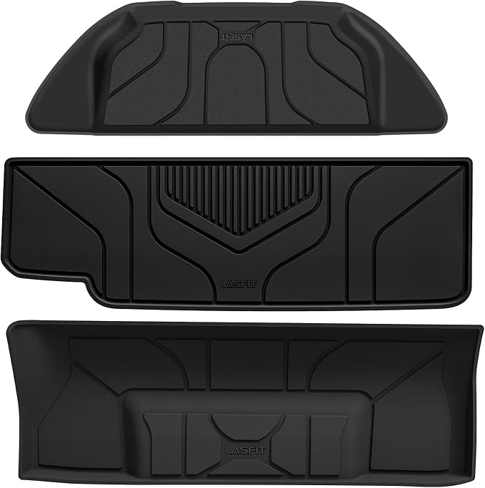 LASFIT Trunk Mats for Tesla Model X & Plaid 6 Seater / 7 Seater 2021-2024 | (Not Fit 5 Seater) 100% TPE All Weather Custom Fit Frunk Mat Sub Trunk Mat Cargo Liners Set Automotive Accessories, 3PC Black by LASFIT