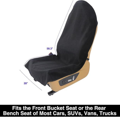 Waterproof Towel Car Seat Cover, Sweatproof Non-Slip Seat Protector, Universal Fit for Front Bucket or Rear Bench Seat of Cars, SUVs, Vans, Trucks, Compatible with Airbags and Armrests (Black, 2 Pack) - Image 7