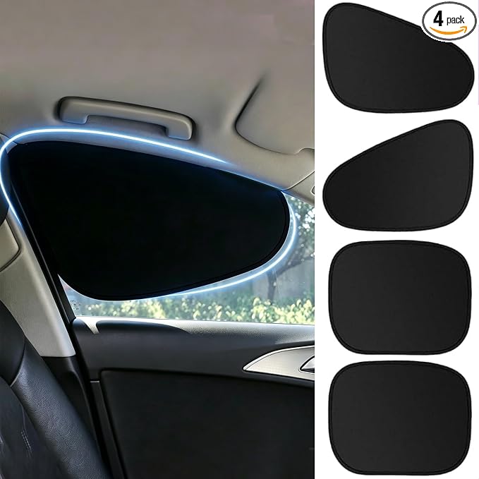 Car Window Shade 4 Pack, Magnetic Sun Blocker with Static Suction, 99% UV Protection, Universal Fit for Sedan MPV SUV Truck, Front and Rear Windows by Couleurs