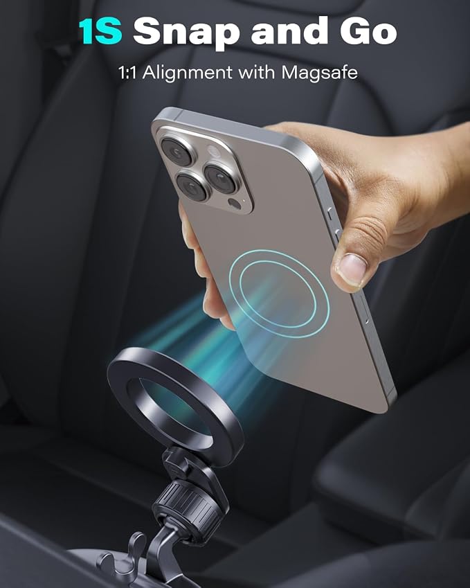 for MagSafe CD Phone Holder for Car, Foldable Longarm CD Phone Mount | 17 N54 Magnets Secure Hold, 360° Rotation, Hollow Socket Fits iPhone 12-17 Series, MagSafe Cases, Pop Grip & Ring Holders - Image 6
