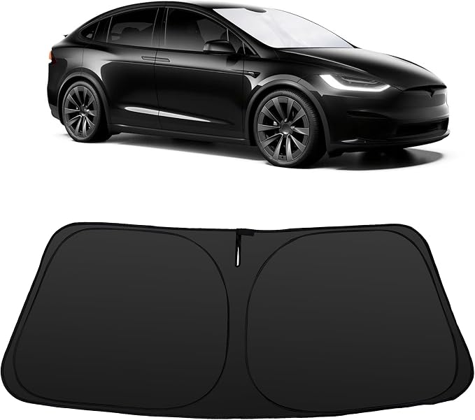 Windshield Sun Shade for 2016-2026 Tesla Model X Tesla X | Foldable, Full covered for windshield, Block UV Rays, Heat Reduction, Easy to install, Keeps Car Cooler by YYCKE