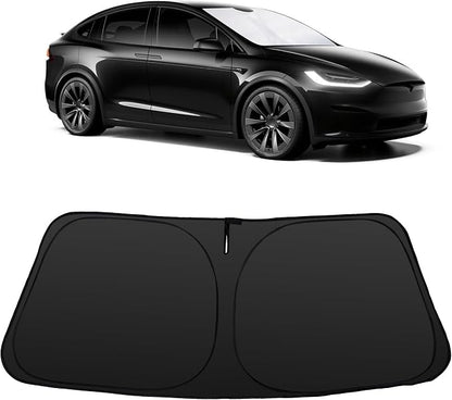 Windshield Sun Shade for 2016-2026 Tesla Model X Tesla X | Foldable, Full covered for windshield, Block UV Rays, Heat Reduction, Easy to install, Keeps Car Cooler by YYCKE