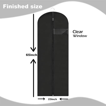 Dress Bags for Gowns Long, 65'' Garment Bags for Hanging Clothes, Suit Bag Cover for Storage and Travel (Black) - Image 2