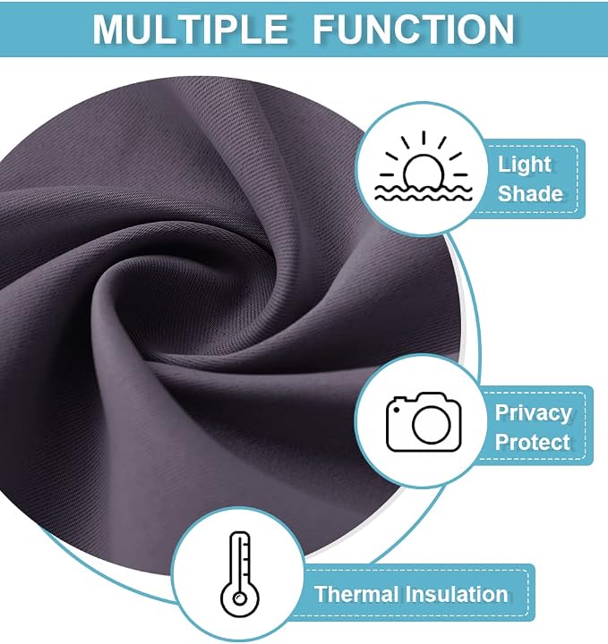 RYB HOME 54 inch Blackout Curtains for Living Room Bedroom, Rod Pocket | Thermal Insulated,Room Darkening,Temperature Balance,Shades for Studio Dorm Rental Room,W42 x L54,Greyish Purple,2 Panels - Image 5