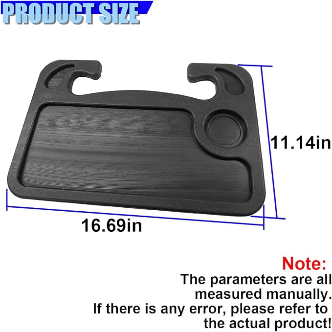 Car Steering Wheel Desk, 2 in 1 Multipurpose Auto Steering Wheel Tray with Drink Holder and Pen Slot, Portable Vehicle Computer Office Table Travel Accessories for Laptop, Food (Black) - Image 2