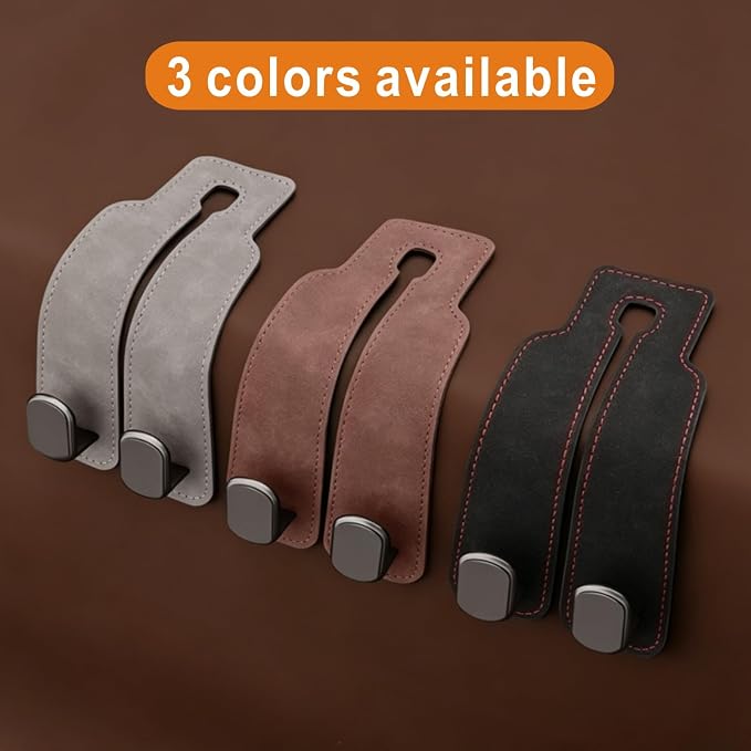 Universal Car Headrest Hooks Heavy Duty Suede Seat Organizer(Brown) | Keep your car organized with these heavy-duty suede hooks—the perfect spot for your purse, bags, and daily essentials - Image 6