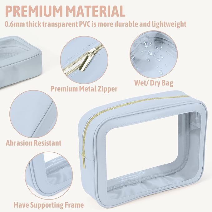 YOPCDJ 5PCS Diaper Bag Organizer Pouch Set, TSA Approved Toiletry Bag，Clear Waterproof TPU Makeup Bag Set Travel Organizer Bags for Women and Kids - Image 4