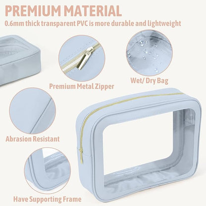 YOPCDJ 5PCS Diaper Bag Organizer Pouch Set, TSA Approved Toiletry Bag，Clear Waterproof TPU Makeup Bag Set Travel Organizer Bags for Women and Kids - Image 4