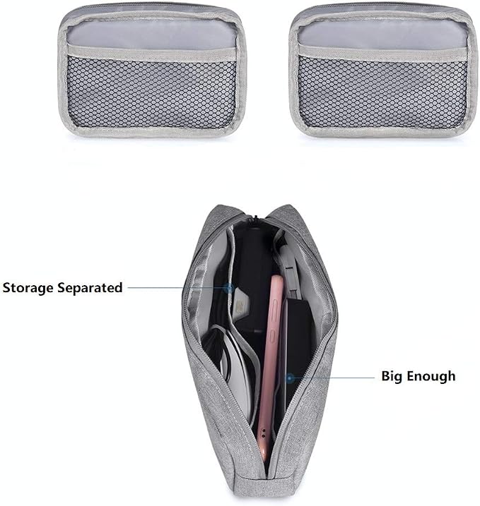 Universal Electronics/Accessories Soft Carrying Case Bag, Durable & Light-weight,Suitable for Out-going, Business, Travel and Cosmetics Kit (Small+Big-Gray) - Image 4