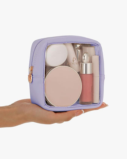 Clear Makeup Bag, Easy to Find Mini Makeup Bag for Purse, Travel Makeup Bag for Car, Compact Cosmetic Pouch for Daily Essentials,Purple - Image 2