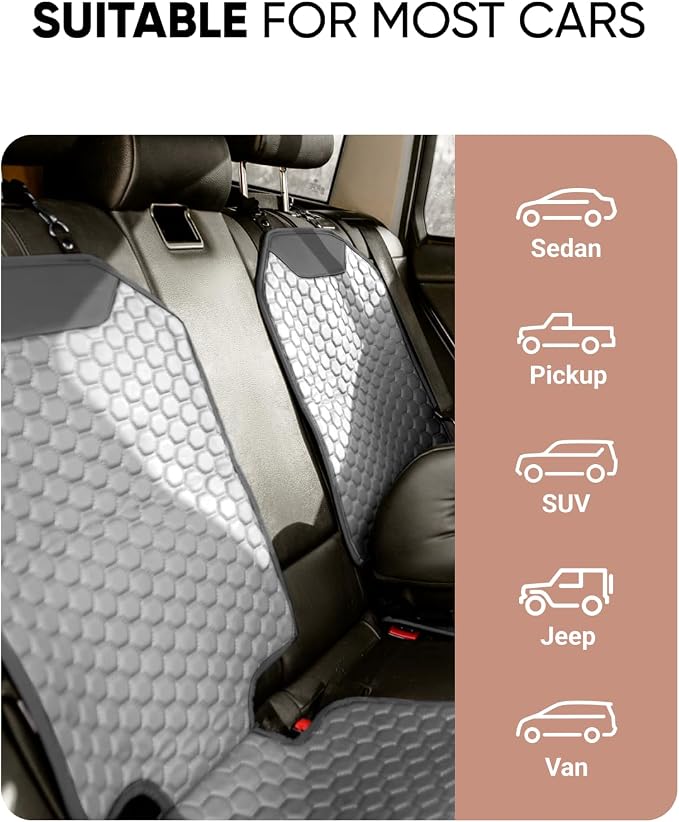 Set Seat Back Organizer & Car Seat Protector Hexy Waterproof & Non-Slip Protector for Child Car Cushion for Leather and Fabric Seats (Gray Set 2) - Image 6