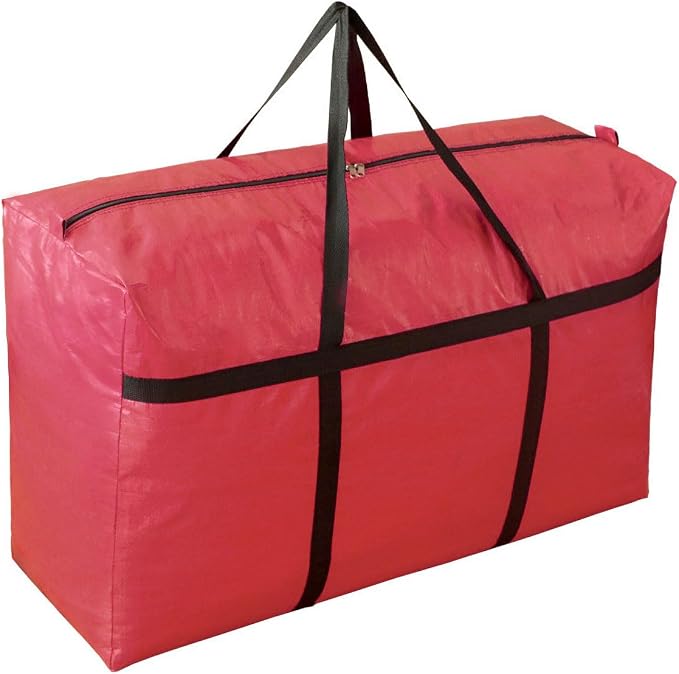 Extra-large Tarp Storage Bag (Red, 31Gal/120L) | Double Zipper, Moisture Resistant and Dustproof, Lightweight Foldable for Moving, Travel, Camping, and Seasonal Organization by IWEIK