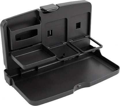 Car Back Seat Tray Table, Foldable Multifunctional Car Tray for Eating Working, Adjustable Travel Desk with Phone & Cup Holder, Universal Car Seat Desk Tray for Rear Passenger & Kids (Black) by Unknown
