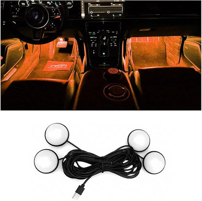 BESULEN Car Interior LED Lights, Neon Light Kit with USB Port, Orange | 4 in 1 Car Ambient Neon Light Kit with USB Port, Interior LED Atmosphere Lights, Decoration for Car Home Garden Party by BESULEN