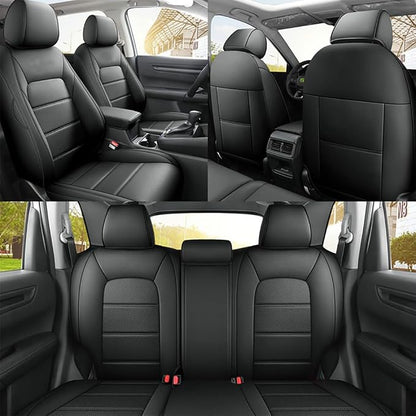 CocheFamilia CRV Seat Covers Custom Fit for Honda CRV 2023 2024 2025 2026 Leather Car Seat Cover Full Set for Trucks SUV,Waterproof Car Seat Cushion,Faux Leather (Black) - Image 4