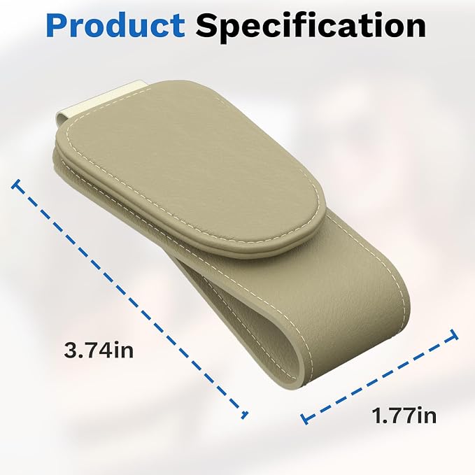 BFXM Car Sunglass Holder, Magnetic Leather Sunglass Holder | Eyeglass Hanger Clip for Car Sun Visor, Car Sun Visor Ticket and Card Clip - Image 3