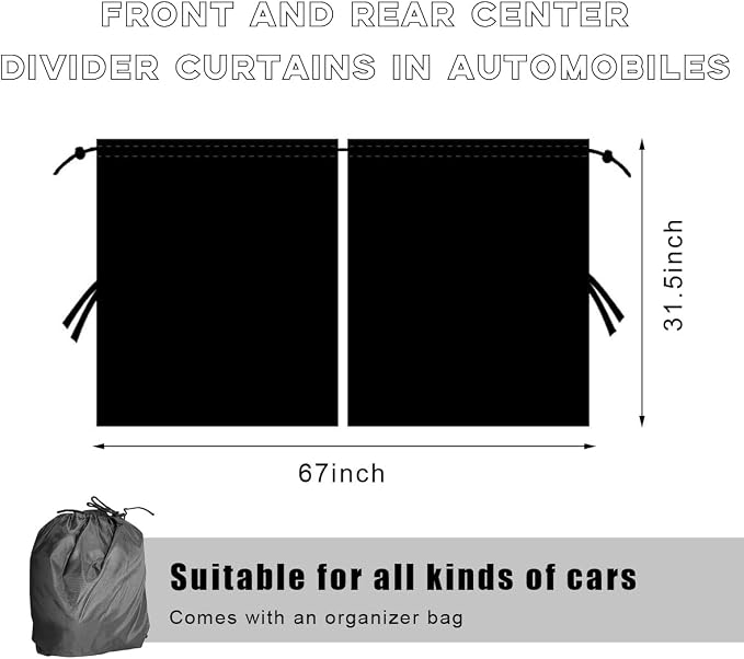Ohleats Car Divider Curtain, Automotive Privacy Blackout Divider Curtain for Sleeping & Camping, Removable Vehicle Sunshade Screen Blocks Heat, UV Rays, Universal Car Accessories - Image 2