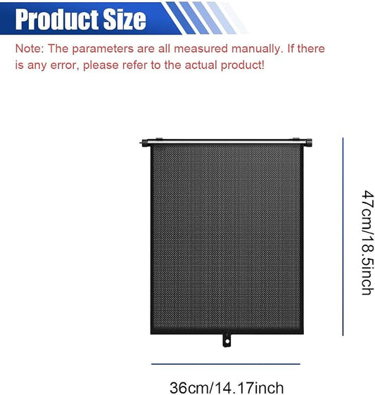 2PCS 18"×14" Car Side Window Sun Shade for Baby/Kids, Black | Retractable Roller Car Window Shade with Suction Cups, Block Heat & UV Rays Glare Protection, Baby Travel Accessories for Car - Image 2