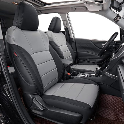 coverdream Car Seat Covers for 2019-2023 Hyundai Santa Fe,5 Seats Full Set | For 2019-2023 SE,SEL Driver Captain Seat No Legrest, 4/6 Split Rear & Center Armrest, Faux Leather (Black/Gray) by Coverdream