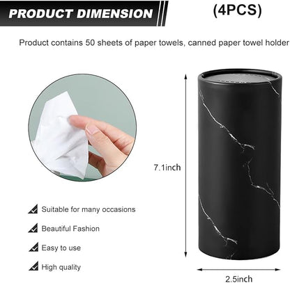 DXNQ 4 PCS Car Tissues Holder, Car Cup Holder Refillable Travel Tissues Tube with Facial Tissues, Portable Cylinder Round Tissue Boxes Container Decor for Car Office Home (Marble Black) - Image 2