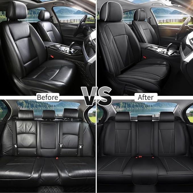 Car Seat Covers Full Set Custom Fit for Honda HR-V 2016-2026 , Black&White | Premium Faux Leather, Waterproof, Anti-Slip, Airbag Compatible, Breathable, Car Seat Protectors, 2 Rows 5 Seats - Image 5