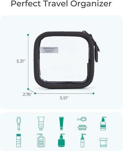 BAGSMART Mini Clear Makeup Bag for Women Portable Travel Toiletry Bag, Cute Small Water-ResistantCosmetic Bag TSA Approved Clear Makeup Case Pouch with Zipper for Car Essentials(Black) - Image 4