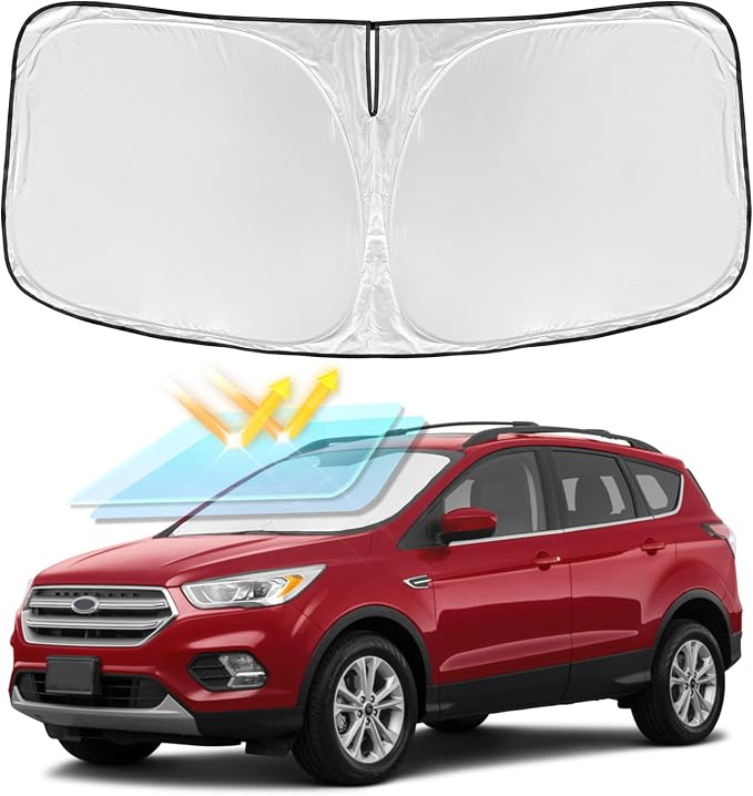 for Ford Escape 2013-2019 Windshield Sun Shade - 4 Layers Car Sunshade | Front Windows Shade Cover Custom Fit Escape Sun Visor 250T Retractable Shade Blocks UV Rays Car Accessories by ZOIBVCARSUNSHADE