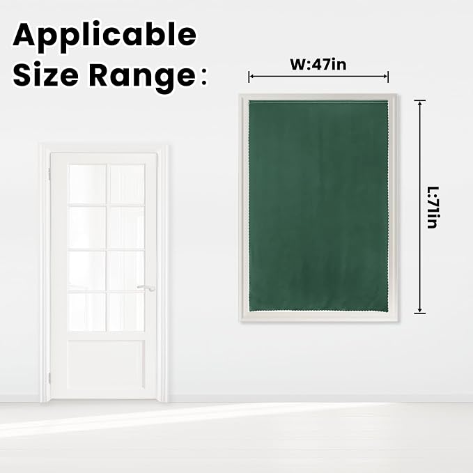 Blackout Curtains for Bedroom Stick On Curtains Window Shades Pull Down Blackout Window Cover No Drillng Self Adhesive Curtains No Rod Small Curtain, 47" W X 71" L, Dark Green, 1 Panel - Image 7