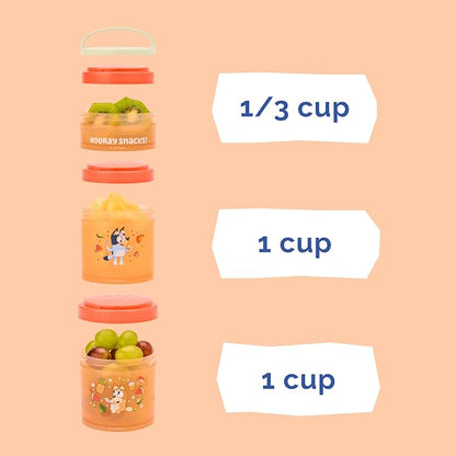 Whiskware Bluey Stackable Snack Containers for Babies, Toddlers, and Kids, 3 Stackable Snack Cups for School and Travel, Cupholder Friendly, Bluey and Bingo! Hooray Snacks! - Image 4