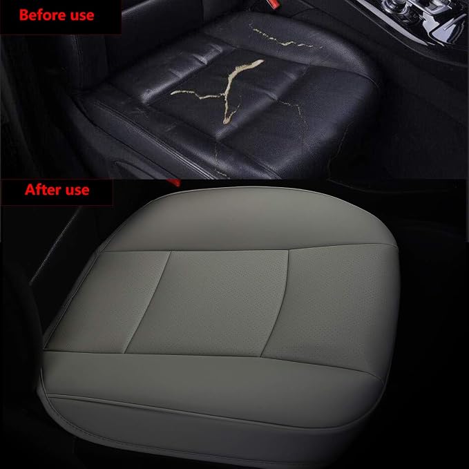 Car Interior PU Leather Car Seat Cover Protector Front Car Seat Cover,Single Seat Cover (Width 20.8×deep 21×Thick 0.2 inch) (Gray) Taupe - Image 5