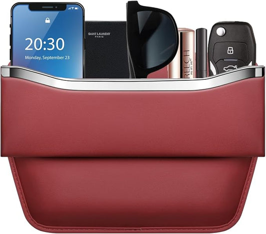 HOLDCY Car Seat Gap Filler Organizer - Leather Console Side Pocket Seat Storage - Stylish and Practical Car Accessories for Cars,SUV,Truck (Red - 1 Pack) by HOLDCY