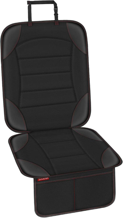 Sinvitron Car Seat Protector for Child Car Seat - Waterproof Non-Slip Leather Mat with 2 Mesh Pockets, Universal Seat Cover for Baby, Pets & Vehicles (1-Pack, Black) by Sinvitron
