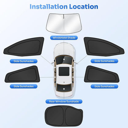 Canvcle Window Shades for 2016-2022 Toyota Prius Hatchback Accessories Windshield Sun Shade Side Rear Window Cover Sunshade Sun Visor Shield Privacy Protection for Camping Keep Vehicle Cool Black 6PCS - Image 5