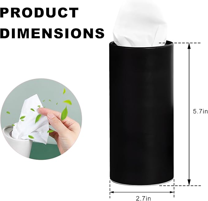 4 PCS Car Tissue Holder, Refillable Round Napkins Containers with Papers Inside, Convenient Travel Tissue Tubes Facial Paper Towel Cylinders for Vehicle Cup Holders (Black) - Image 2