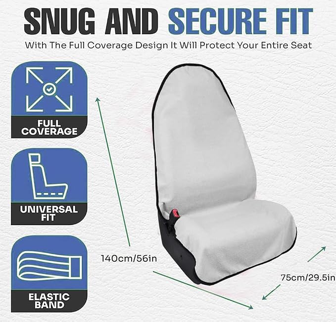 Waterproof Sweat Towel Car Seat Cover Sweat Carseat Protector,Perfect for Universal Anti-Slip Car Truck SUV Seat, Great for Post Gym Workout, Running, Swimming, Beach and Hiking (White) - Image 2