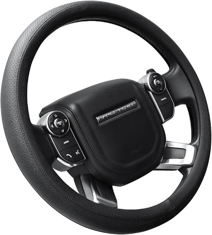 SEG Direct Breathable Car Steering Wheel Cover Large Size 15.5-16 inch | Fits F150 Tundra Range Rover Car Truck SUV, Black Microfiber Leather, Non-Slip Comfortable Grip, Auto Interior Accessories by SEGDirect