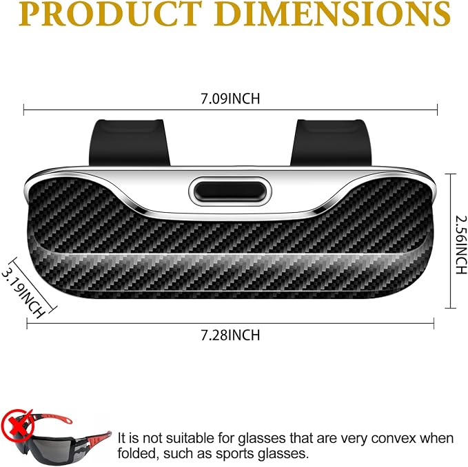Sunglass Holder for Car Visor, Car Sunglass Holder Case | Push-button visor sunglass holder，Full Wrap Dustproof Sunglass Case with Anti-Scratch Lining, Suitable for Trucks, Sedans - Image 5