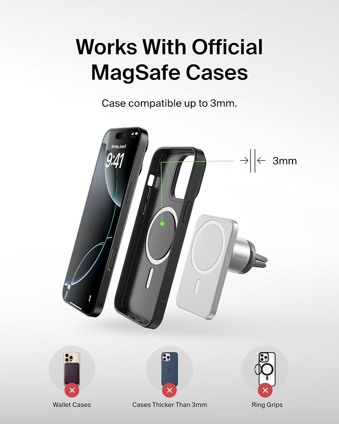 Belkin Magnetic Vent Mount Pro, MagSafe-Compatible Phone Holder for iPhone | Car phone mount, iPhone 17/16/15, Pixel 10 compatible, air vent mount, hands-free driving, road trips - Image 6