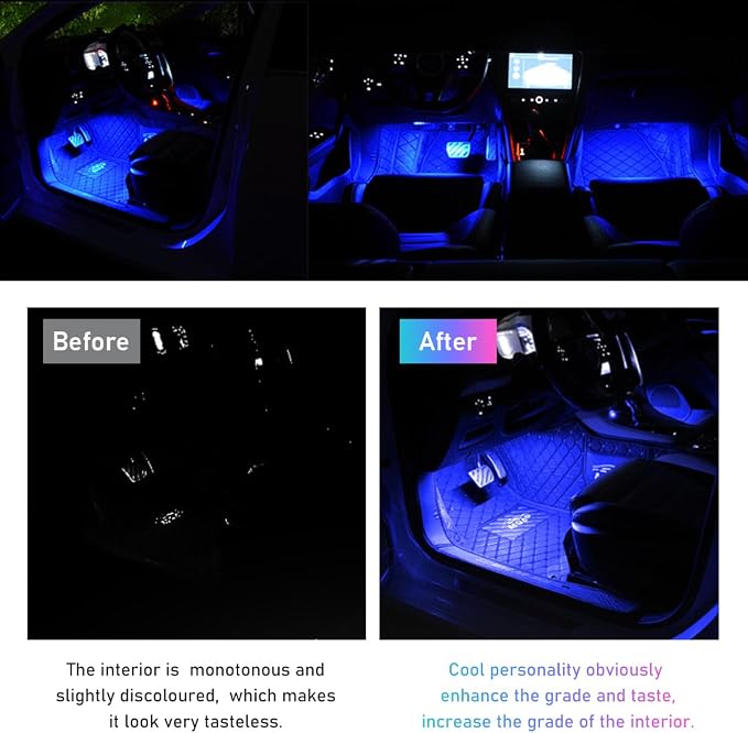 Ohleats Car LED Strip Light, 48 LED RGB Auto Interior Atmosphere Lights, Cigarette Lighter Under Dash Ambient Night Light, Interior Lamp Lighting Kit (Blue, Cigarette Lighter) - Image 5