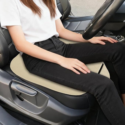 Leather Front Car Seat Cover, Anti-Slip Car Seat Bottom Covers, Full Wrapped Bottom Seat Protectors with Storage Pocket, Universal Comfortable Seat Cushion Fit Vehicles SUVs Trucks (K2-Beige) - Image 3