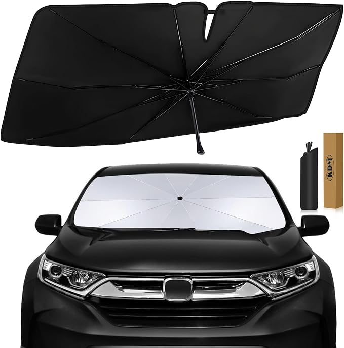 KDM Umbrella Style Windshield Sun Shade Fit for Honda CR-V 2017-2022 | 2018 2019 2020 2021 CRV,Foldable Front Windows Sunshade Visor Protector Blocks UV Rays Heat,5 Layer by KDM