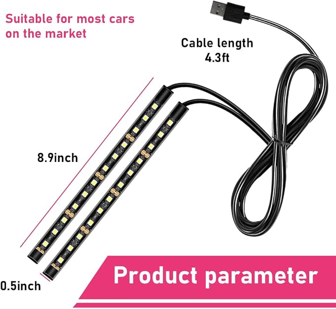 Car LED Strip Light, 24 LEDs RGB Neon Interior Atmosphere Lights, 12V Under Dash Ambient Night Light, USB Port Auto Interior Decorative Lamp, Universal Car Accessories (Red) - Image 2