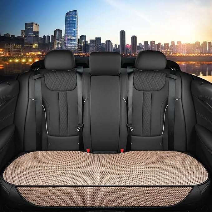 Auto Newer Breathable Universal Four Seasons Car Seat Covers, Luxury Include Front Car Seat Protector and RearCar Seat Cushion,Compatible with 95% Vehicles， Fit for Cars Truck SUV (Beige,3PCS) - Image 4