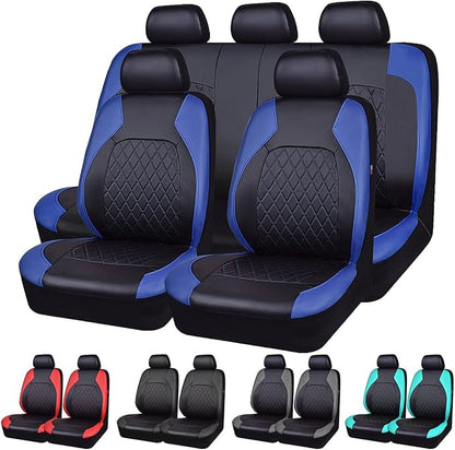 Universal Deluxe Pu Luxury Vinyl Faux Leather Car Seat Covers Full Set, Airbag Compatible, Breathable, Fit for Cars, Trucks, SUV (Black and Blue) - Image 8