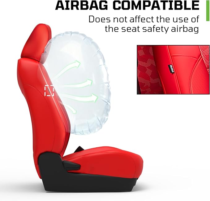 Car Seat Covers Fit for Toyota Tacoma 2016-2023 Double/Crew Cab,Red | Custom Faux Leather Full Set,Waterproof & Wear-Resistant,Fits Tacoma 3rd Gen SR,SR5,Limited,TRD Sport,TRD Off-Road,TRD Pro - Image 2